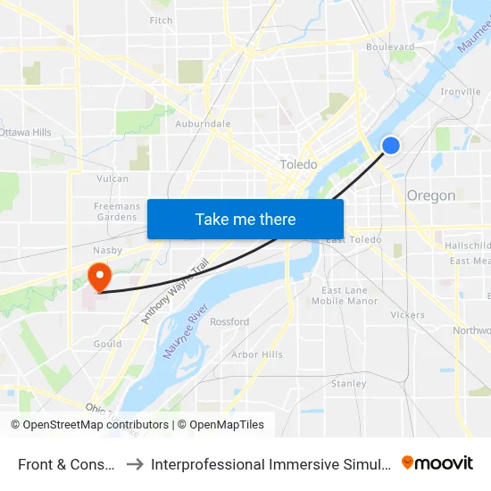 Front & Consaul NE to Interprofessional Immersive Simulation Center map