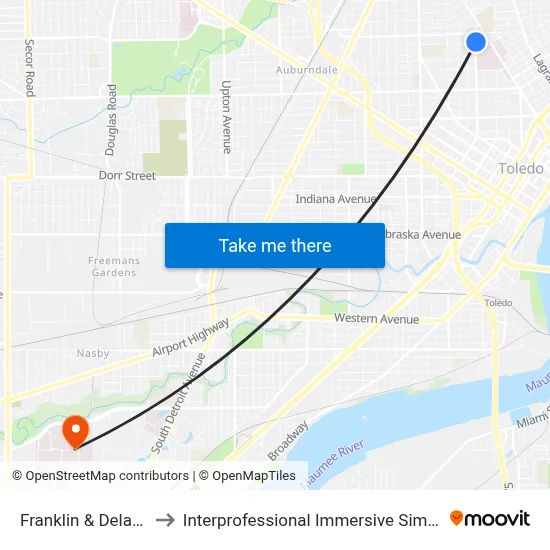 Franklin & Delaware SE to Interprofessional Immersive Simulation Center map