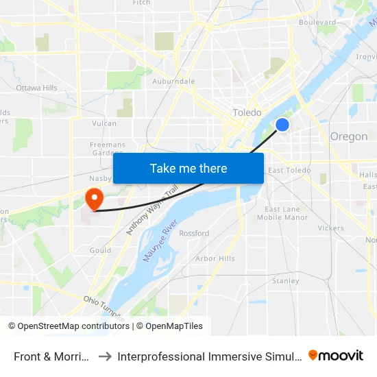 Front & Morrison SE to Interprofessional Immersive Simulation Center map