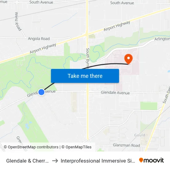 Glendale & Cherrylawn NW to Interprofessional Immersive Simulation Center map
