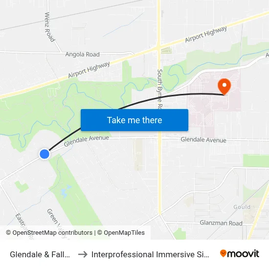 Glendale & Fallbrook NE to Interprofessional Immersive Simulation Center map