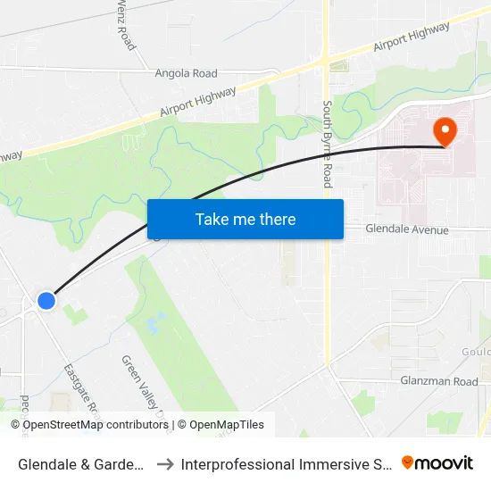 Glendale & Garden Ridge SW to Interprofessional Immersive Simulation Center map