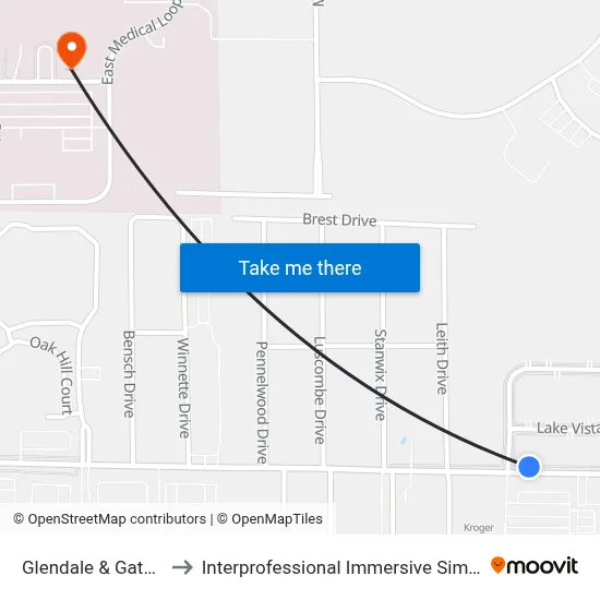 Glendale & Gateway NE to Interprofessional Immersive Simulation Center map