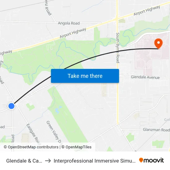 Glendale & Cass NW to Interprofessional Immersive Simulation Center map