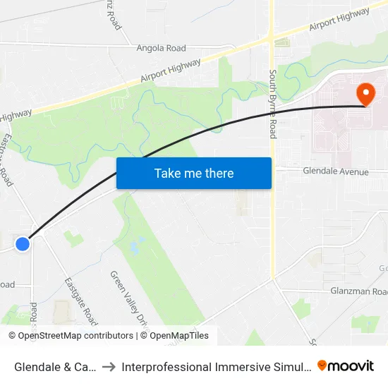 Glendale & Cass SW to Interprofessional Immersive Simulation Center map