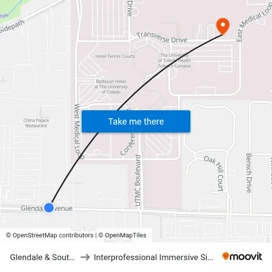 Glendale & Southland Ob to Interprofessional Immersive Simulation Center map