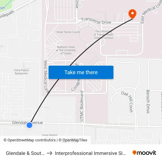 Glendale & Southland Ib to Interprofessional Immersive Simulation Center map
