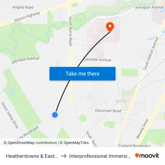 Heatherdowns & East Country Club NE to Interprofessional Immersive Simulation Center map