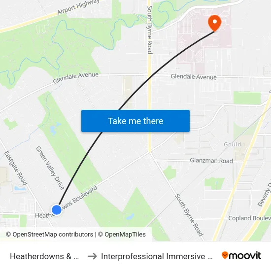 Heatherdowns & Eastgate NE to Interprofessional Immersive Simulation Center map