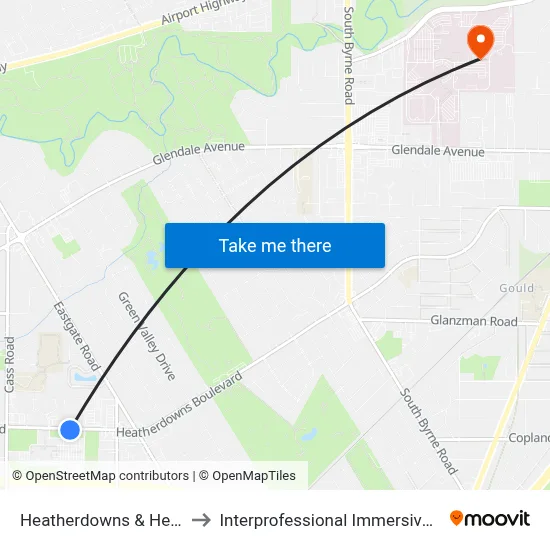 Heatherdowns & Heather Lake SW to Interprofessional Immersive Simulation Center map
