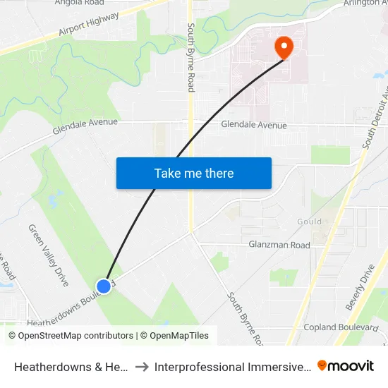 Heatherdowns & Heatherwood NE to Interprofessional Immersive Simulation Center map