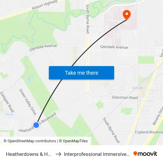 Heatherdowns & Havenwood SW to Interprofessional Immersive Simulation Center map