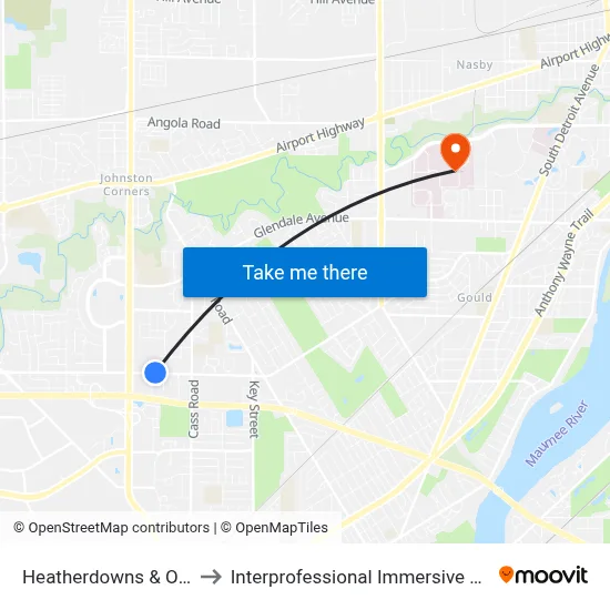 Heatherdowns & Old Stone NE to Interprofessional Immersive Simulation Center map