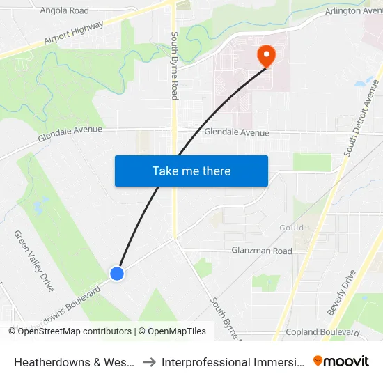 Heatherdowns & West Country Club NE to Interprofessional Immersive Simulation Center map