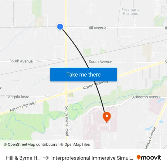 Hill & Byrne Hill NW to Interprofessional Immersive Simulation Center map