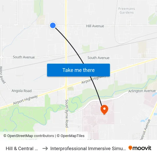 Hill & Central Park SE to Interprofessional Immersive Simulation Center map