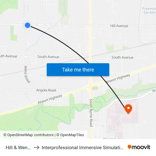 Hill & Wenz SE to Interprofessional Immersive Simulation Center map