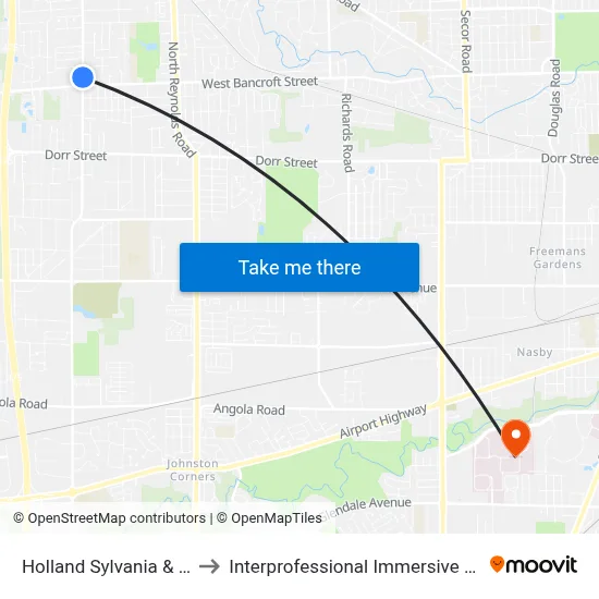 Holland Sylvania & Bancroft NE to Interprofessional Immersive Simulation Center map