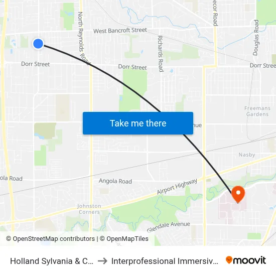 Holland Sylvania & Castle Rock NW to Interprofessional Immersive Simulation Center map