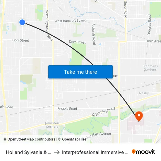 Holland Sylvania & Bancroft SW to Interprofessional Immersive Simulation Center map