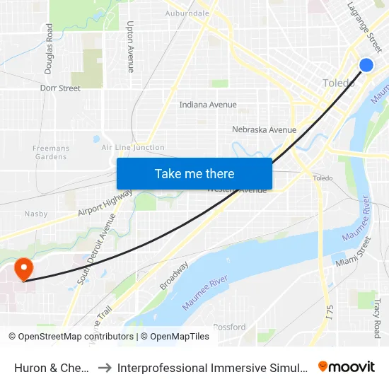 Huron & Cherry NE to Interprofessional Immersive Simulation Center map