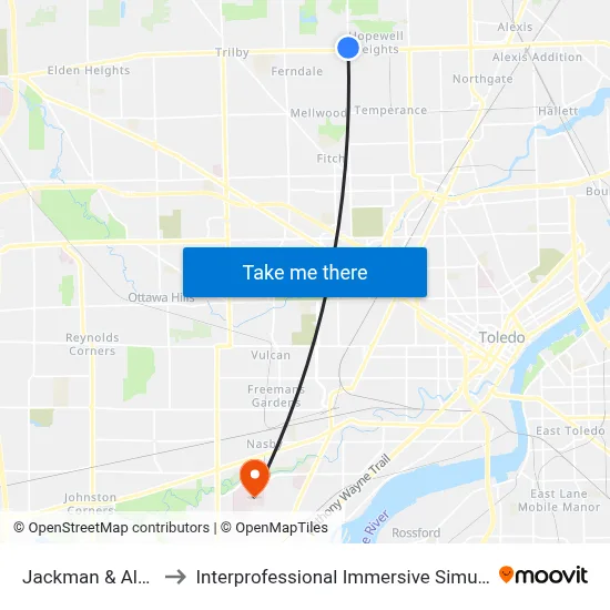 Jackman & Alexis NE to Interprofessional Immersive Simulation Center map