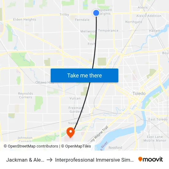 Jackman & Alexis NW to Interprofessional Immersive Simulation Center map