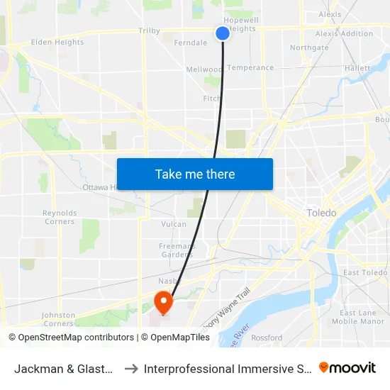 Jackman & Glastonberry NW to Interprofessional Immersive Simulation Center map