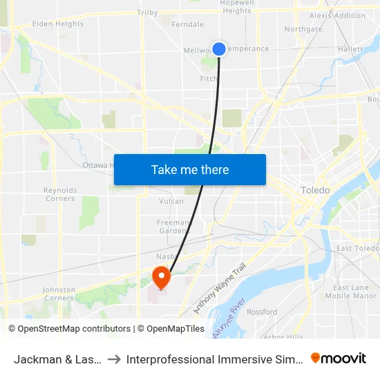 Jackman & Laskey NW to Interprofessional Immersive Simulation Center map