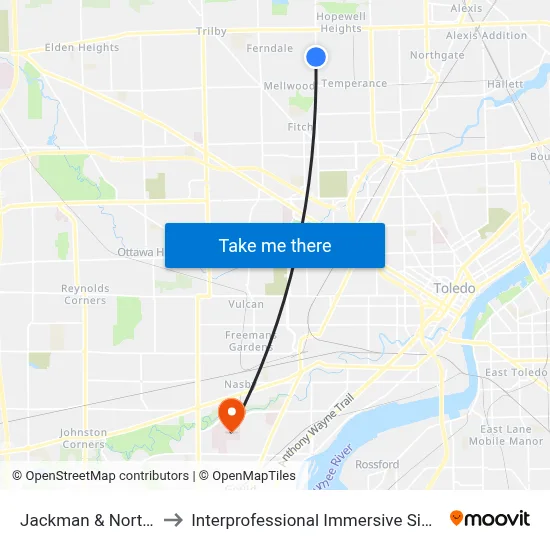 Jackman & Northover NE to Interprofessional Immersive Simulation Center map