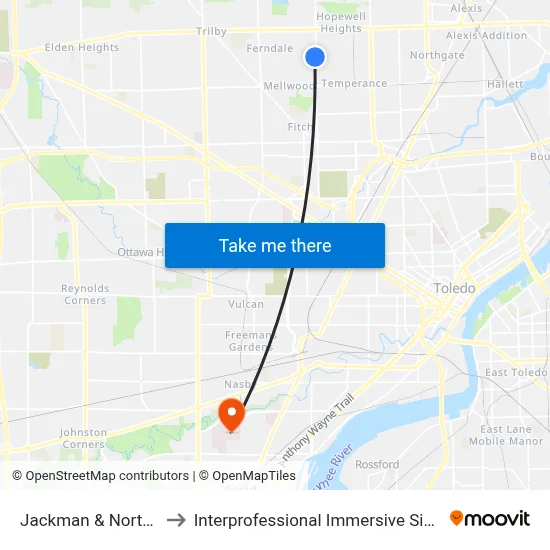 Jackman & Northover NW to Interprofessional Immersive Simulation Center map