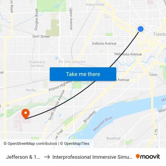 Jefferson & 18th SW to Interprofessional Immersive Simulation Center map
