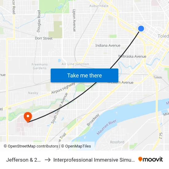 Jefferson & 21st SW to Interprofessional Immersive Simulation Center map