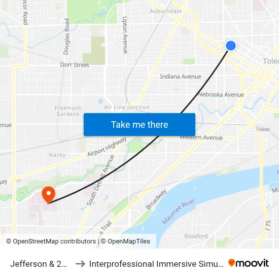 Jefferson & 22nd SW to Interprofessional Immersive Simulation Center map