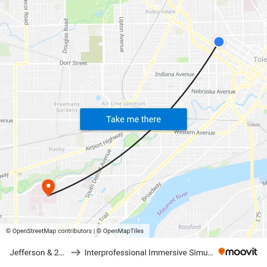 Jefferson & 23rd SW to Interprofessional Immersive Simulation Center map