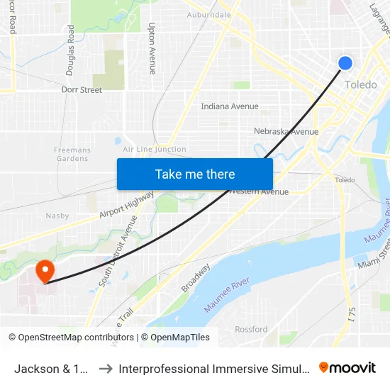 Jackson & 14th NE to Interprofessional Immersive Simulation Center map