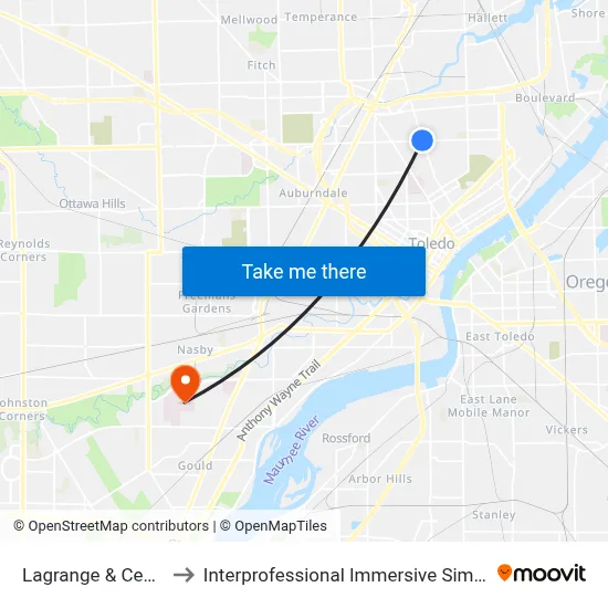 Lagrange & Central NW to Interprofessional Immersive Simulation Center map