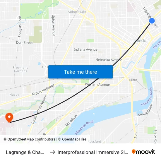 Lagrange & Champlain NW to Interprofessional Immersive Simulation Center map