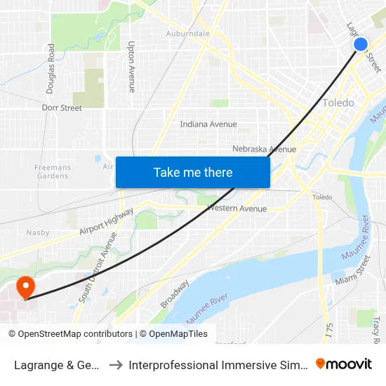 Lagrange & George SW to Interprofessional Immersive Simulation Center map