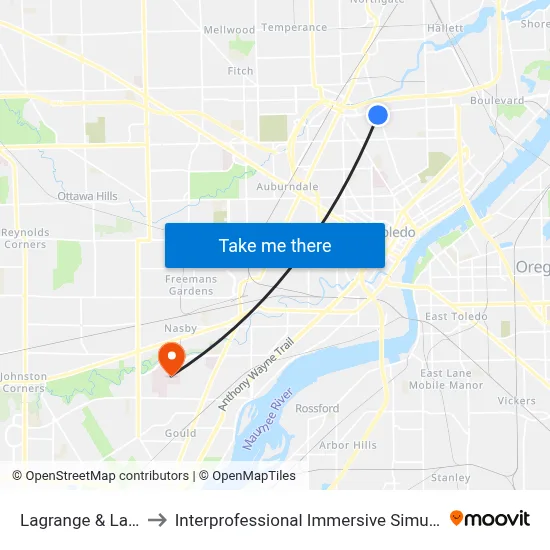 Lagrange & Lake NW to Interprofessional Immersive Simulation Center map