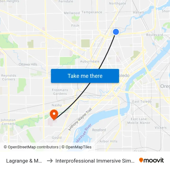 Lagrange & Mabel SW to Interprofessional Immersive Simulation Center map