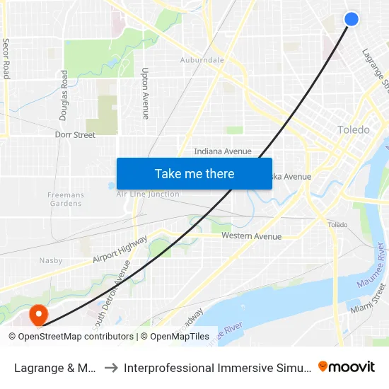 Lagrange & Moss NE to Interprofessional Immersive Simulation Center map