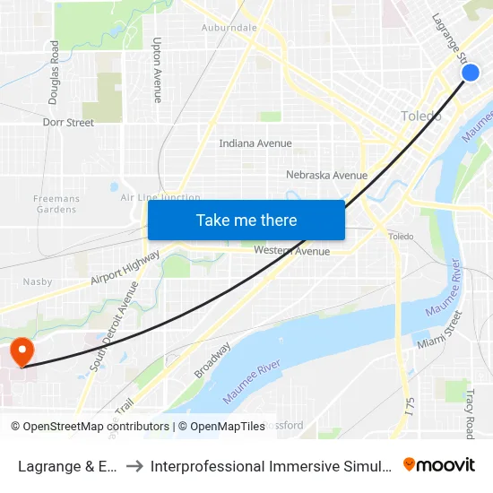 Lagrange & Erie NE to Interprofessional Immersive Simulation Center map