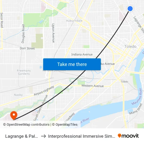 Lagrange & Palmer NW to Interprofessional Immersive Simulation Center map