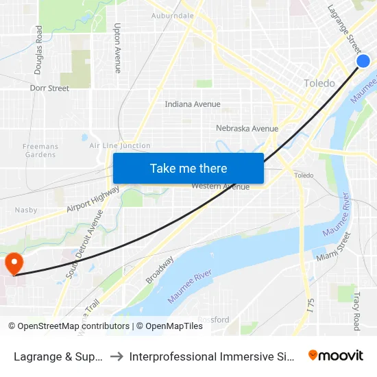 Lagrange & Superior NW to Interprofessional Immersive Simulation Center map