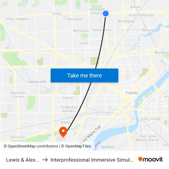 Lewis & Alexis SW to Interprofessional Immersive Simulation Center map