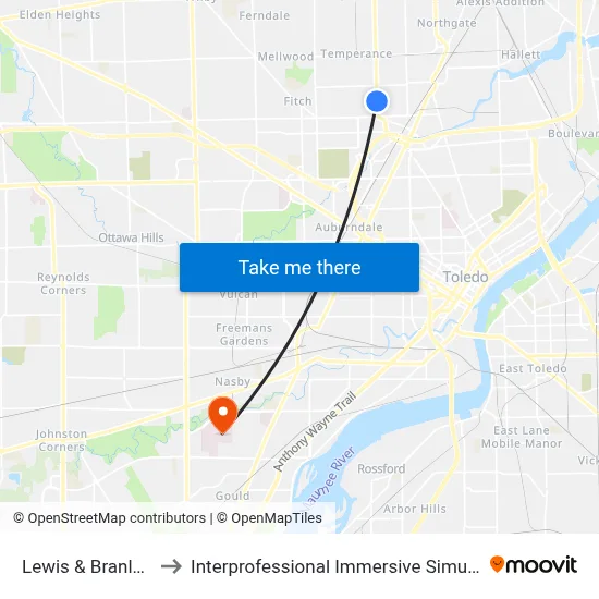 Lewis & Branleigh SE to Interprofessional Immersive Simulation Center map
