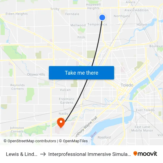 Lewis & Linda NW to Interprofessional Immersive Simulation Center map