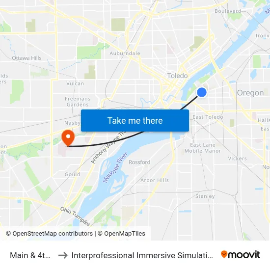 Main & 4th NE to Interprofessional Immersive Simulation Center map