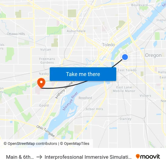 Main & 6th SW to Interprofessional Immersive Simulation Center map